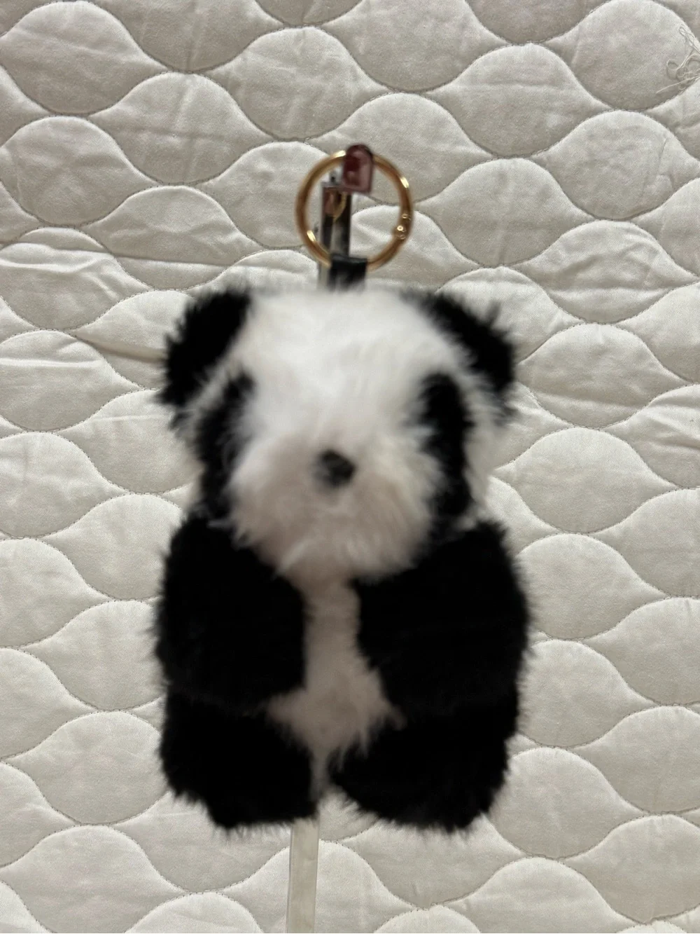 Plush Panda Keychain - Black & White Faux Fur
